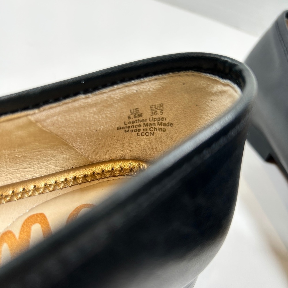 Sam Edelman Loafers Womens 6.5 Leon Black Leather Almond Toe Flats Slip On - Picture 4 of 8